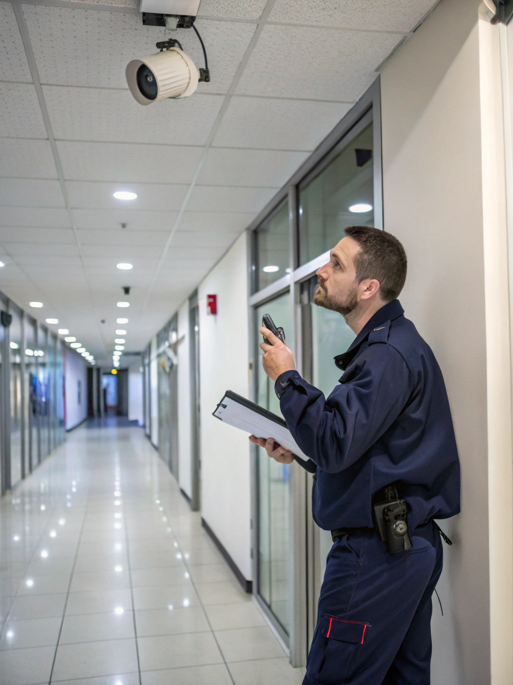Security professional conducting a site facility audit